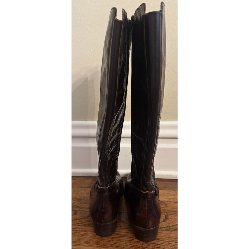 BORN Helen Tall Leather Riding Boots Buckle Plaid Preppy Equestrian Size 9.5 - Picture 5 of 7